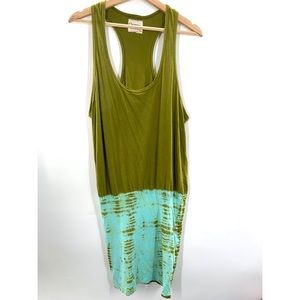 Gypsy 05 dress beach tie dye green blue pencil knit short above knee cotton XS